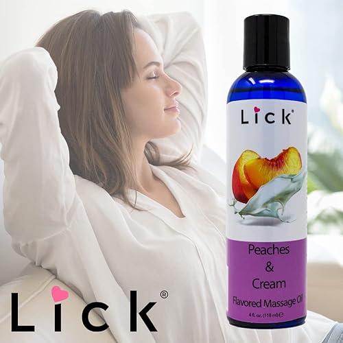 Miniatura 4 de Aceite de masaje con sabor a duraznos y crema con vitamina E, aceite de masaje corporal comestible vegano para mujeres y hombres con aceite de
