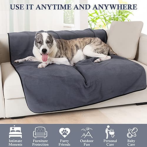PETTOM wasserdichte Hundedecke 152x127cm, Weiche Hundedecke für große und kleine Hunde, Schutzdecke für Sofa, Bett Autositz, Möbel - 30°C waschbar (L, Grau)