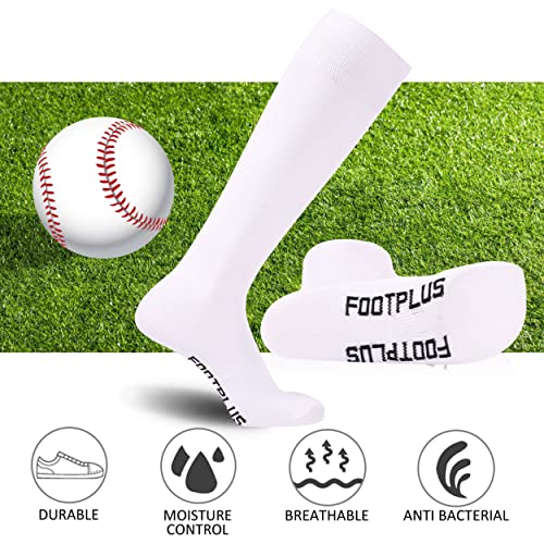 Image of FOOTPLUS Baseball Softball Socks,Unisex Over Knee High Solid Sports Rugby Summer Soccer Camps Socks