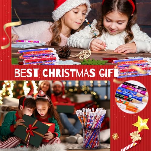 48 lápices de Navidad con borrador, pack de madera miniatura 6