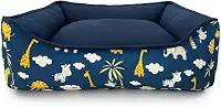 Cama PET dupla face com zíper para fácil remoção da espuma e lavagem (Médio, Azul Escuro Safari)