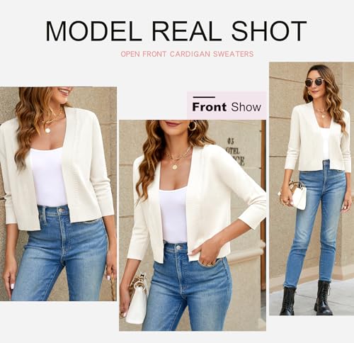 Women's Cropped Cardigan Sweater 3/4 Sleeve Open Front Bolero Shrug Sweaters Soft Cotton Knit Jacket Top3