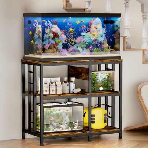 Reinforced 40-50 Gallon Aquarium Stand with Power Outlet, Ultra-Stable 720LBS Capacity Metal Fish, Tank Stand for Reptile/Aquatic Setups, 5-Tier Adjustable 37"x19" Steel Shelving System - Image 3
