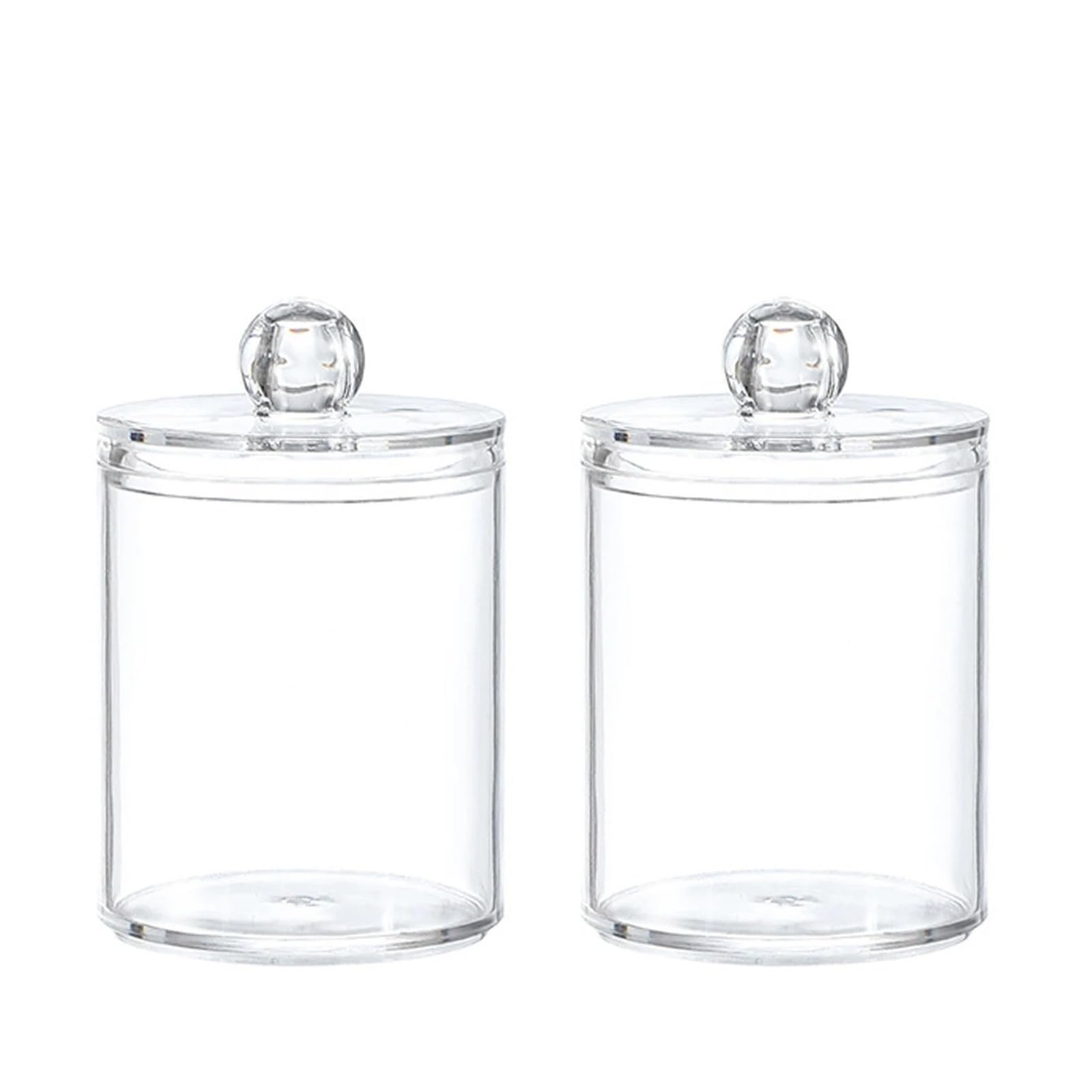 Evawoifn One Color Cotton Swab Holder Circular Cotton Swab Box Transparent Plastic Cover Simple Toothpick Beautiful Ball Dental Floss Stick Jewelry Storage(2Pcs)