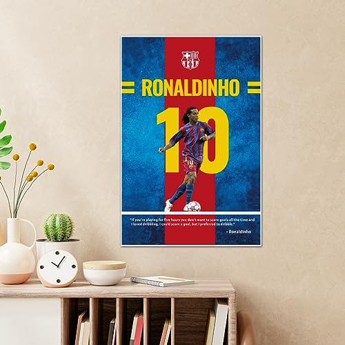 Image of TenorArts Ronaldinho Poster Barcelona Quotes Wall Posters Adhesives on back with Thick 300 GSM Matt Finish Papers (18inches x 12inches)