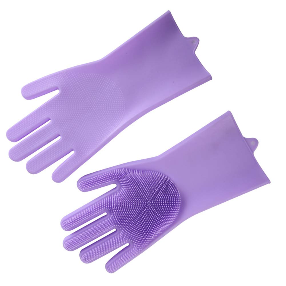 YASSUNMagic Silicone Gloves scrubbing Gloves for Dishes，Kitchen Dishwashing Gloves, car wash, and Pet Hair Care，Reusable Kitchen resistant gloves，Waterproof Heat Resistant Oven Gloves-1 Pair blue