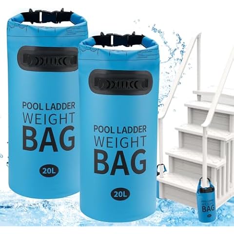 Upgrade Pool Ladder Weights with Handle, Pool Step Weights, 20L x 2PCS, 44 lbs Waterproof Sandbags for Above Ground/in Gound, Heavy Duty Cover