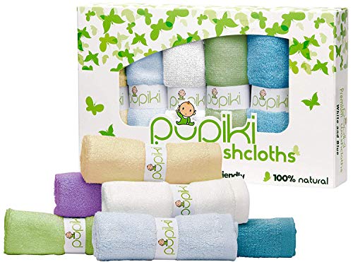 Image of PUPIKI Baby Washcloths – Soft Baby Wash Cloths for Face & Body, Gentle on Sensitive Skin – Baby Towels with Rayon Made from Bamboo Fiber Reusable Washcloths 10 x 10