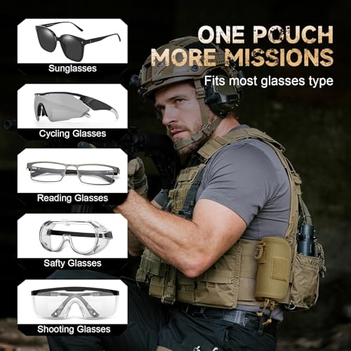 Image of Tactical Molle Glasses Case, Shockproof Eyeglass Pouch, Sunglass Case Hard Shell Protects Glasses