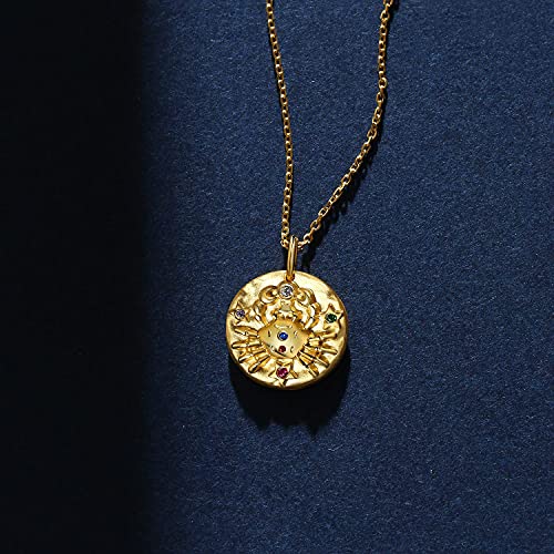 AGVANA 12 Constellation Necklace With Created Gem For Women Gold Plated Sterling Silver Jewelry Coin Pendant Jewelry Gift For Girlfriend Bestfriend Wife Her with Gift Box, 16+2 Inch, Capricorn - Image 5
