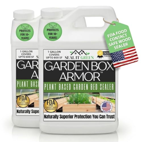 Garden Box Sealer | FDA Food Contact Safe Plant-Based Wood Sealant for Raised Bed, Planter & Pet House. Protects All Wood Types from Water & Weather Damage |