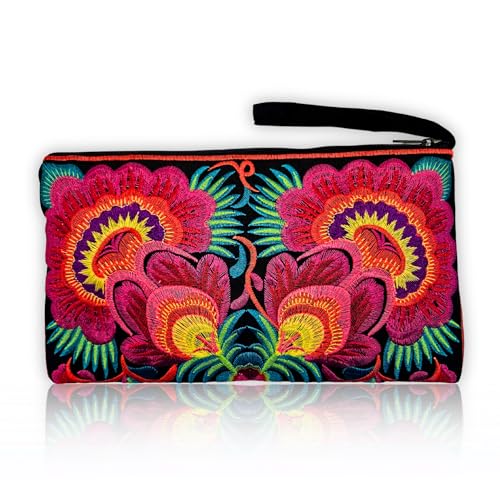 Sabai Jai Floral Embroidered Boho Clutch Wristlet