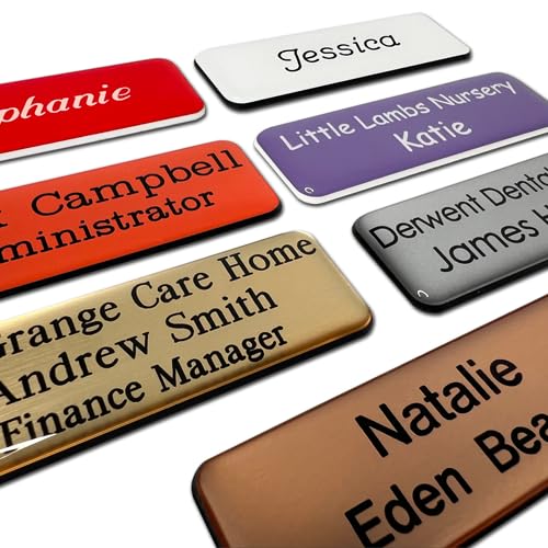 Premium Domed Personalised Engraved Name Badges with 24 Colour Options