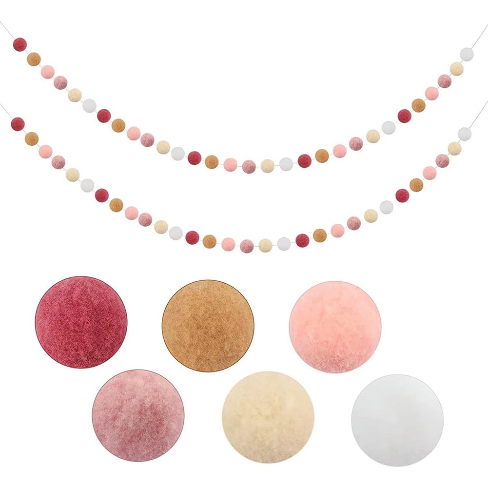 GSHLLO 2 Pcs Pastel Pom Pom Garland Colorful Felt Ball Garland Pom Pom Ball Banner Nursery Banner Garland Cute Room Hanging Garland Birthday String Garland for Festival Party