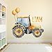 Baby Boy Custom Name Wall Decal - Watercolor Yellow Bulldozer - Personalized Construction Stickers - Peel and Stick Home Decor - Ideal Bedroom Decor for Nursery, Kids, Toddlers