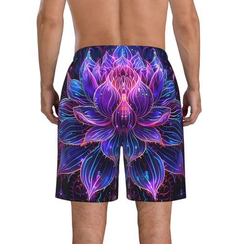 Lotus Flower Energy and Spiritual Psychedelic Neon Purple Men's Quick Dry Swim Trunks Surfing Beach Mesh Board Shorts3