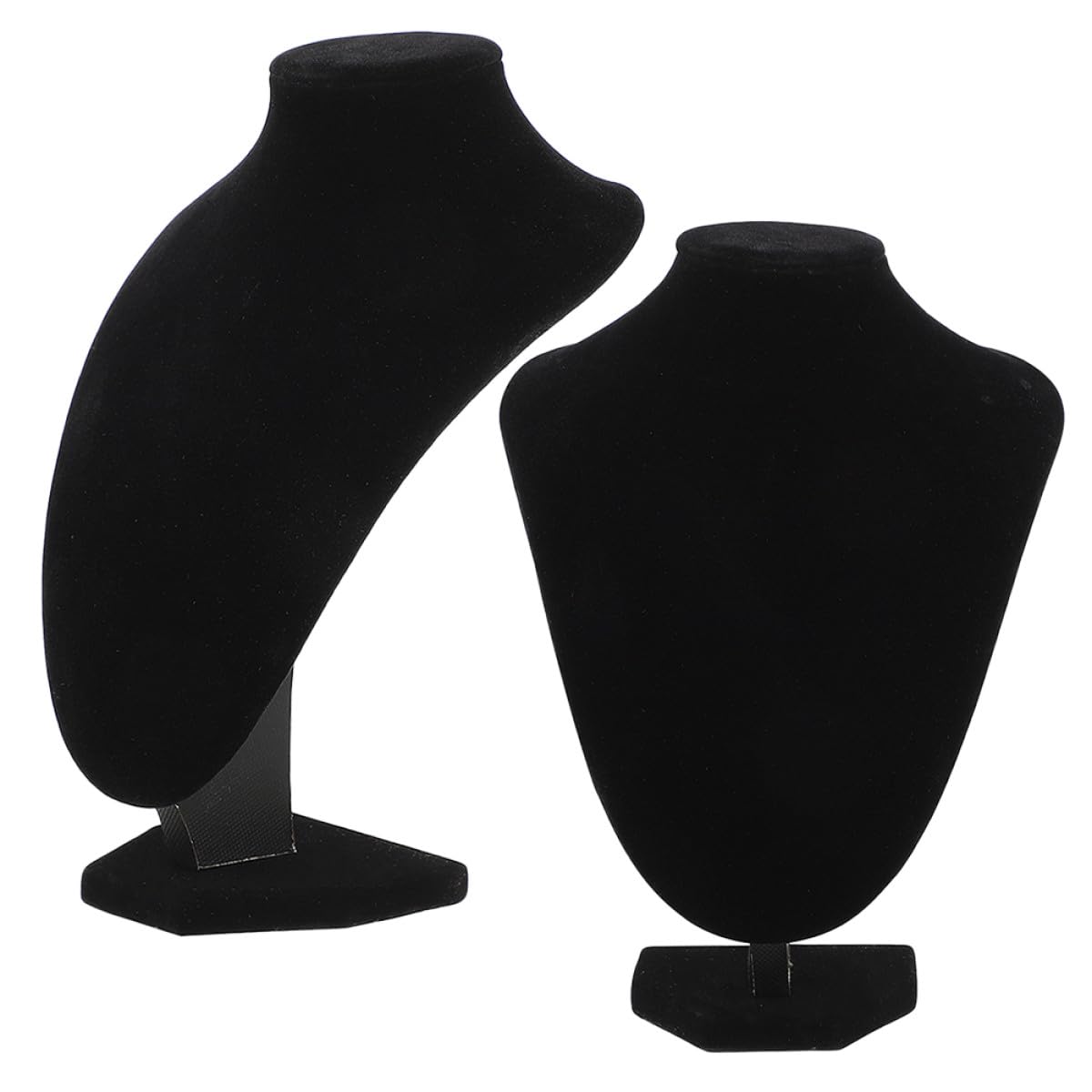 NUOBESTY Présentoir Collier Élégant Support pour Collier Stable Buste Mannequin en Plastique et Tissu Noir Lot de 2 Pièces pour Usage Personnel et Magasins de Détail