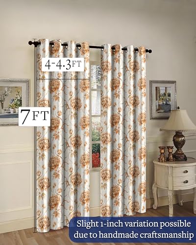 Image of Cloth Fusion Printed 100% Blackout Door Curtains 7 Feet Long Set of 2