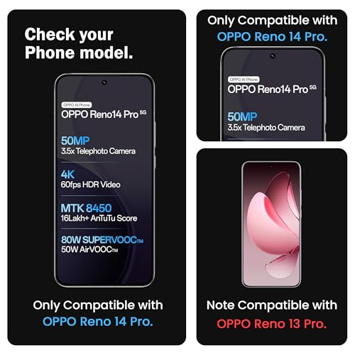 Image of ArmourPro Military Grade Gorilla Tempered Glass Compatible For Oppo Reno 14 Pro (6.83 Inch) With Easy Installation Kit for Smartphone| Edge-To-Edge Protector Coverage | Black, Pack of 2