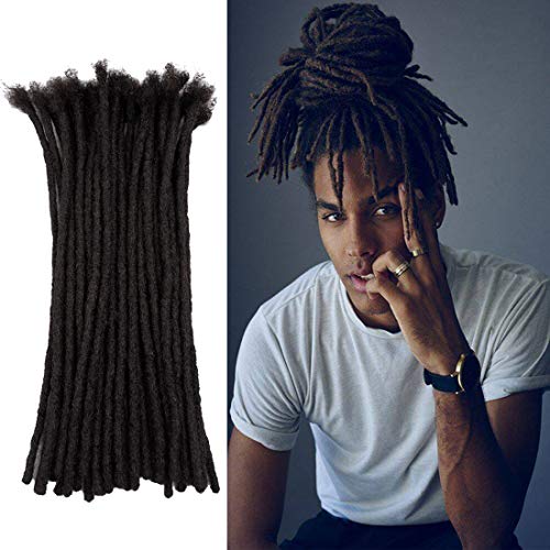 Teresa 0.8cm Width 14 Inch 10-100 Strands (Various Lengths) Human Dreadlock Extensions Made From 100 Human Hair Handmade Permanent Loc Extensions For MenWomen(70 Strands), 70Locs