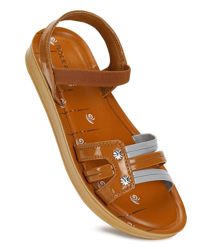 PARAGON K7015L Womens Tan Sandals | Stylish Velcro Sandals with Cushioned Soles | Comfortable Everyday Sandals for Outdoor Use (B0CJM5Q3LF) Amazon Price History, Amazon Price Tracker