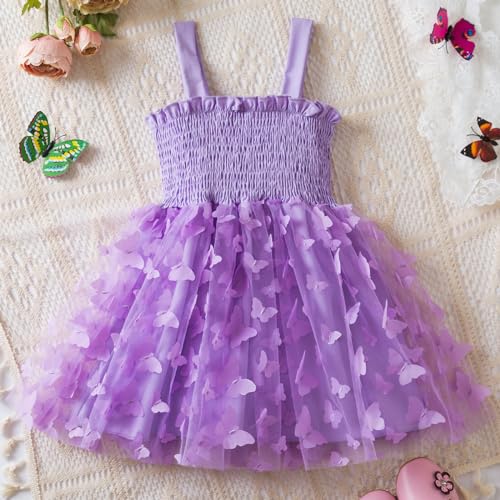 Girls Formal Dresses Strappy 3D Butterfly Mesh Tutu Ball Gown for Birthday Party Flowy Princess Dress2
