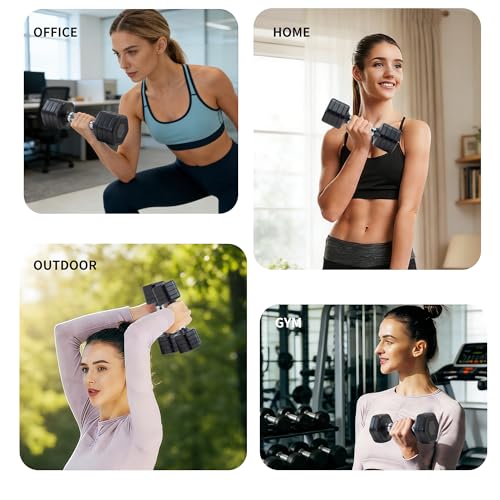 Image of Adjustable Dumbbell Set of 2 Total 20 Lbs 4-in-1 Each 4lb 6lb 8lb 10lb 1s-Adjust Dual-Stable Free Weights for Women Men Home Gym Outdoor Workouts
