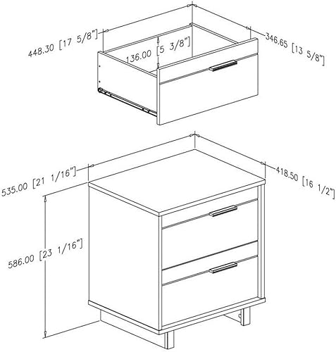 Miniatura 10 de South Shore Fynn - Mesita de noche de 2 cajones, roble de invierno, 16.5 pulgadas de profundidad x 22.25 pulgadas de ancho x 22.25 pulgadas de alto