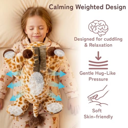 Image of Niuniu Daddy Weighted Stuffed Animal for Kids & Adults, Large Plush Toy with Soft Fur, Weighted Plushies Pillow for Sensory Calm, Huggable Gift for Everyday Comfort, Giraffe, 20 inch, 3.3 lbs