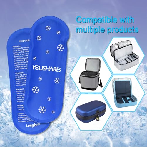 Image of YOUSHARES Ice Packs for Insulin Travel Case - Reusable Cooler Ice Packs Suitable for Diabetic Insulin Cooler Pen Carry Case（4 Packs）