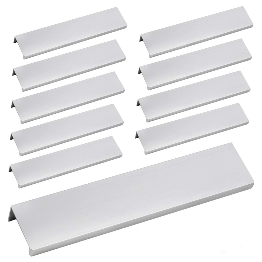 LC LICTOP 15cm/5.9" Silver Back Mount Finger Edge Pull Concealed Handle for Home Kitchen Door Drawer Cabinet (10Pcs)