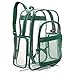 MGear 17-Inch Clear Backpack for Adults, Students, Children, Transparent PVC School Backpack with Green Trim