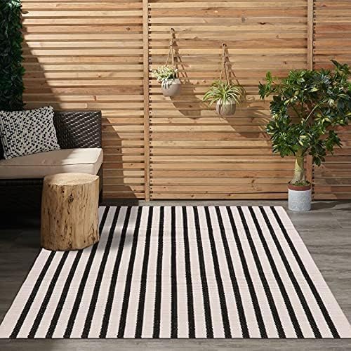 LEEVAN Black and White Striped Area Rug 3x5 ft Outdoor Patio Rugs Woven Washable Farmhouse Floor Carpet Front Porch Doormat for Bedroom/Courtyard/Laundry Room/Living Room - Image 3