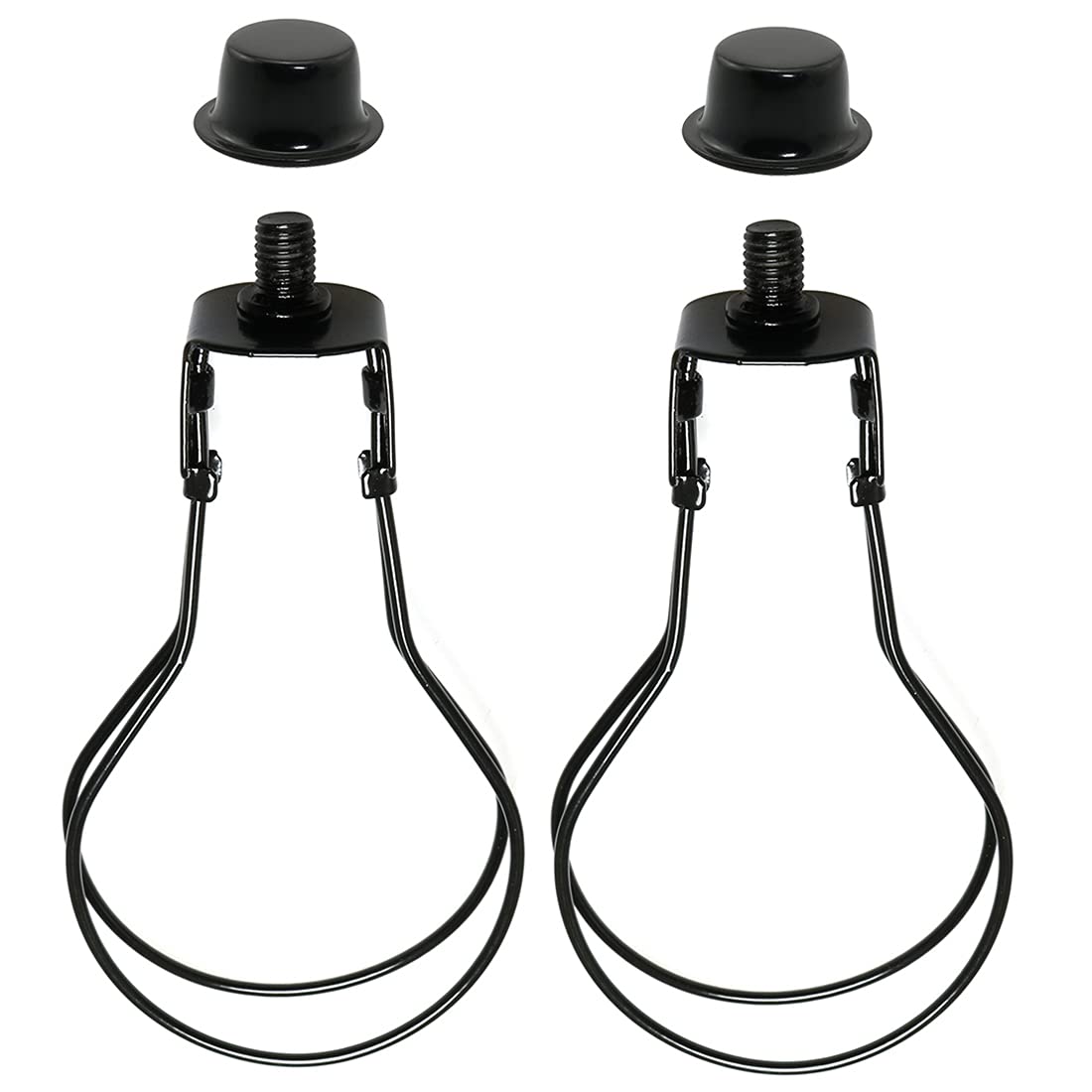 Buy DZS Elec 2pcs Black Round Light Bulb Holder with Lamp Shade Attaching Finial DIY Lighting