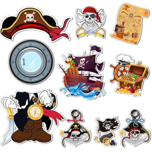 XLSXEXCL 10 Pcs Pirate Cruise Door Magnet, Funny Pirate Captain Sea Navigation Car Cruise Door Decorations Anchor Cruise Ship Holiday Decor for Halloween Carnival Cruise Refrigerator Door
