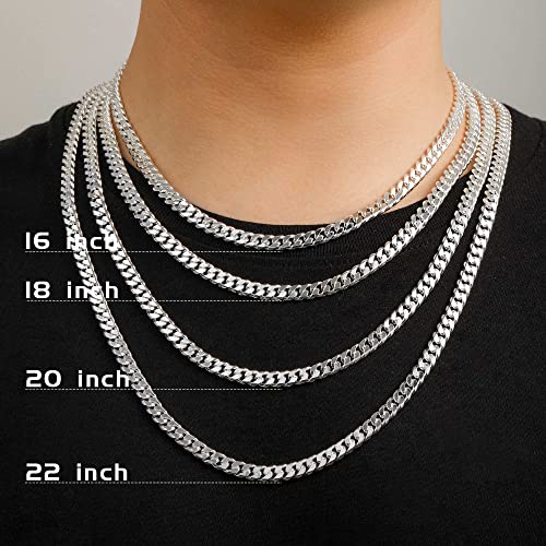 OCHCOH 925 Sterling Silver Clasp 3mm3.5mm4mm5mm7mm Cuban Link Chain Necklace for Men Diamond Cut Silver Chain Necklace for Women 16 18 20 22 24 26 28 30 Inch3