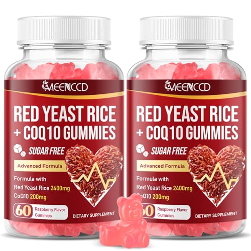 MEENCCD 2 Pack Red Yeast Rice with CoQ10 Gummies, Red Yeast Rice ...