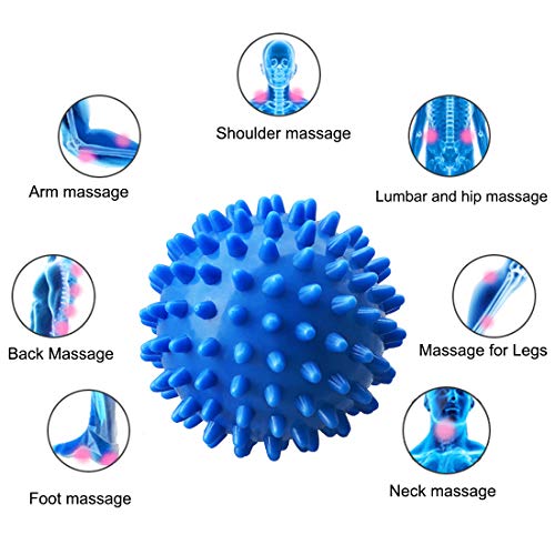 PGYUD Spiky Massage Ball – Trigger Point & Plantar Fasciitis Relief – Deep Tissue Roller for Feet, Back, and Muscles (Blue) - Thumbnail 2