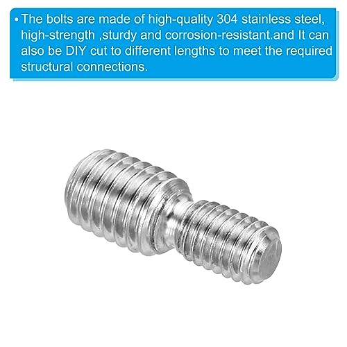 PATIKIL M6x10mm to M8x10mm Double End Threaded Stud Screw Bolt - Image 4