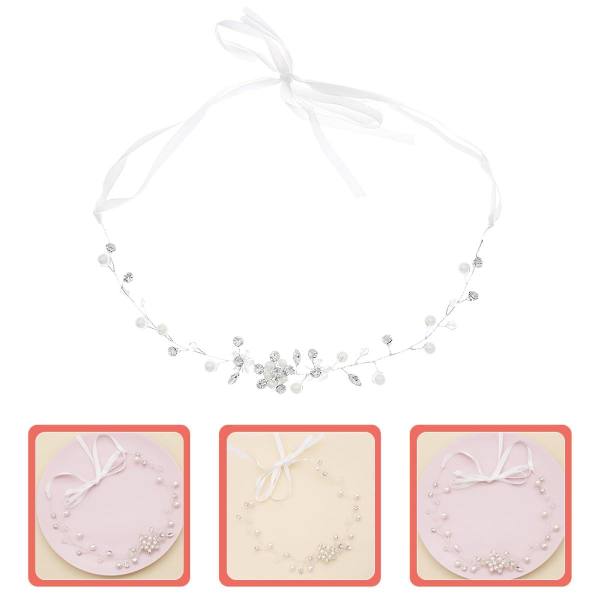 FRCOLOR 4 Piezas Accesorios Para El Cabello De Novia Cinta De Diadema De Diamantes De Imitación Diadema De Nupcial Tocado De Diademas Para Mujer Simple Circón Velo Perder