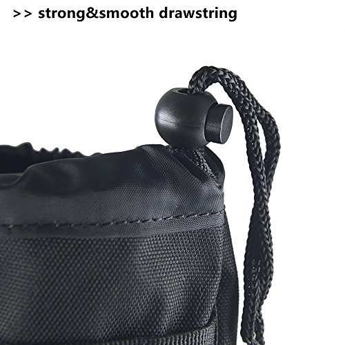 Cevinee Ultra-Light Tactical MOLLE Water Bottle Pouch, Drawstring Open Top & Mesh Bottom Travel Water Bottle Bag - Black