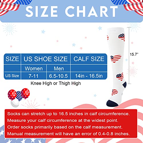 Image of Junely Compression Socks for Women Knee High Festival for Running Athletic Nurses Pregnant Women Work Support Travel Flight