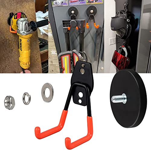 Mutuactor Garage Magnet Hooks,2Pcs Large Storage Magnetic Hooks Heavy Duty Anti-Slide Magnetic Outdoor Hooks Magnetic Utility Hooks Strong For Metal Cabinet,Pegboard,Garage Shelve,Garden Tools… #TOP4