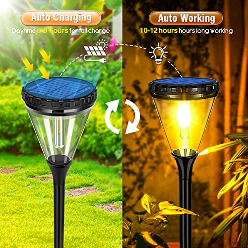 Osord Solar Pathway Lights Waterproof, 300 Lumen Larger & Brighter Outdoor Pathway Lights Solar Powered With 2 Spare Bulb Solar Garden Led Landscape Lighting For Path Sidewalk Driveway Walkway 4 Pack #TOP2