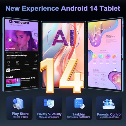 2026 Tablet 10 Inch Android with Gemini AI, 22GB RAM+128GB ROM(TF 2TB), GMS, 8000mAh, Octa Core 2.0GHz, 5G WiFi, Widevine L1, FHD, 8MP+5MP, GPS | BT5.0 | Face lD, Tablet with Keyboard & Mouse, Blue