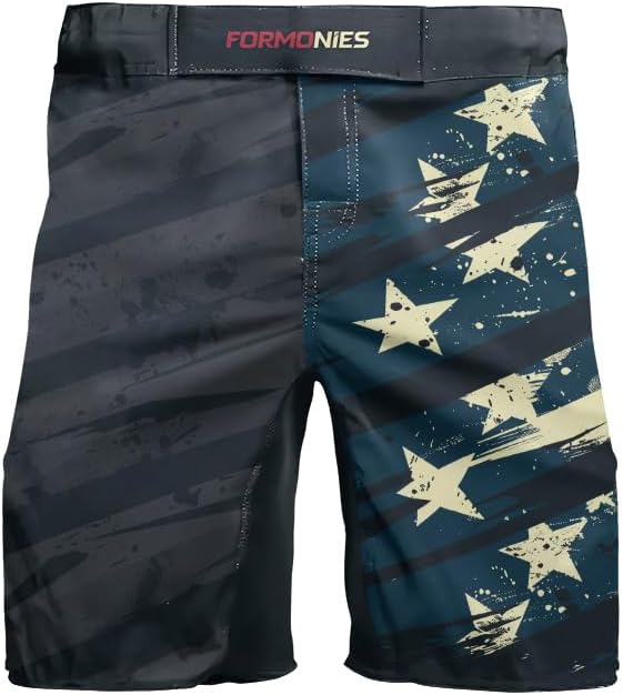 FORMONIES Men’s Compression Fight Shorts – Patriot Training Shorts for MMA, Jiu Jitsu, Kickboxing, Gym Workouts