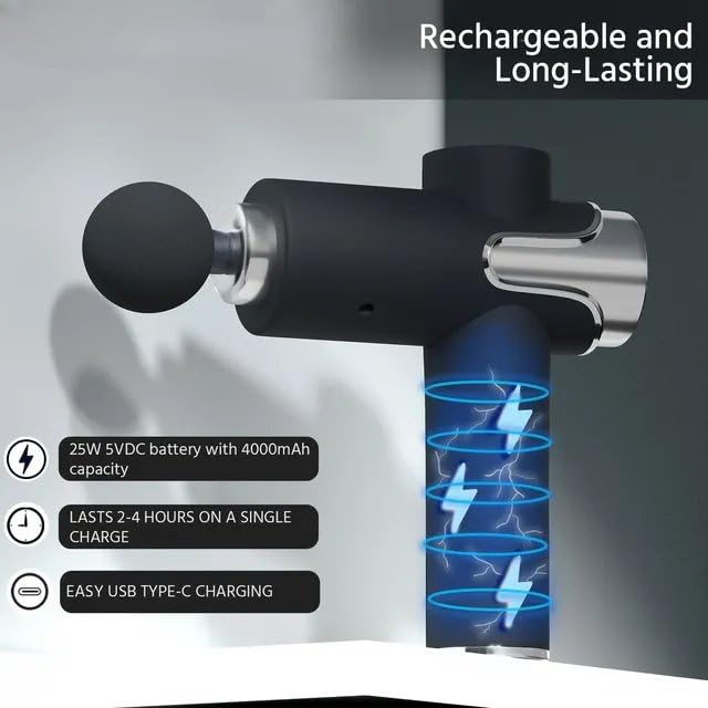 Gun Massager Machine for Pain Relief – Full Body Deep Tissue Massage, Back & Neck, Foot & Hand Massager for Feet Pain, Portable Electric Massage Gun for Muscle Relaxation & Stress Relief (Pack of 1, Black) Gun Massager Machine for Pain Relief – Full Body Deep Tissue Massage, Back & Neck, Foot & Hand Massager for Feet Pain, Portable Electric Massage Gun for Muscle Relaxation & Stress Relief (Pack of 1, Black)