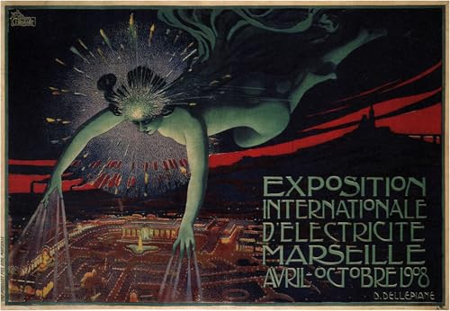 Cuadro de lienzo de la Exposición de Electricidad por Jules Cheret 60x90cm para el salón