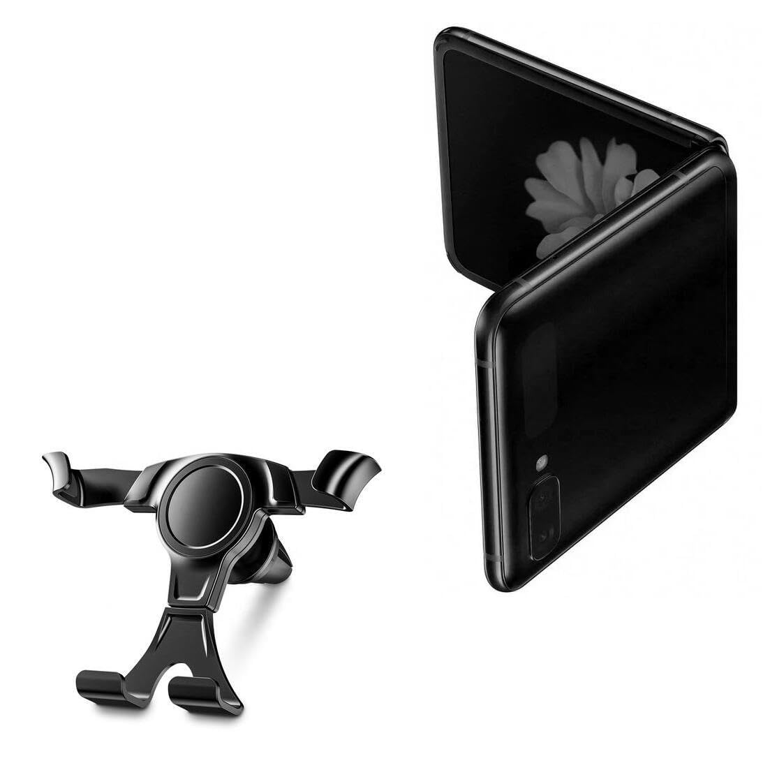 BoxWave Car Mount Compatible with Samsung Galaxy Z Flip - X-Switch Car Mount, Air Vent Mounted Car Mount Simple Minimal - Jet Black