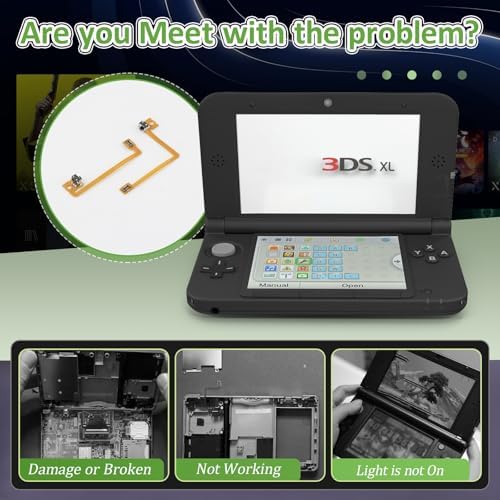 L/R Shoulder Button Flex Cable for Nintendo 3DS XL/LL Left Right Shoulder Button Ribbon Key Flex Cable Replacement Accessories Parts with Repair Tools - 1